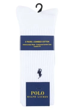 3 Pair Cotton Crew Sports Socks Men's - Ralph Lauren