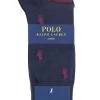 2 Pair Embroidered Horse And Plain Cotton Socks Men's - Ralph Lauren