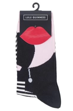 1 Pair LuLu Guinness Heart Face Bamboo/Cotton Socks Ladies - Lulu Guinness