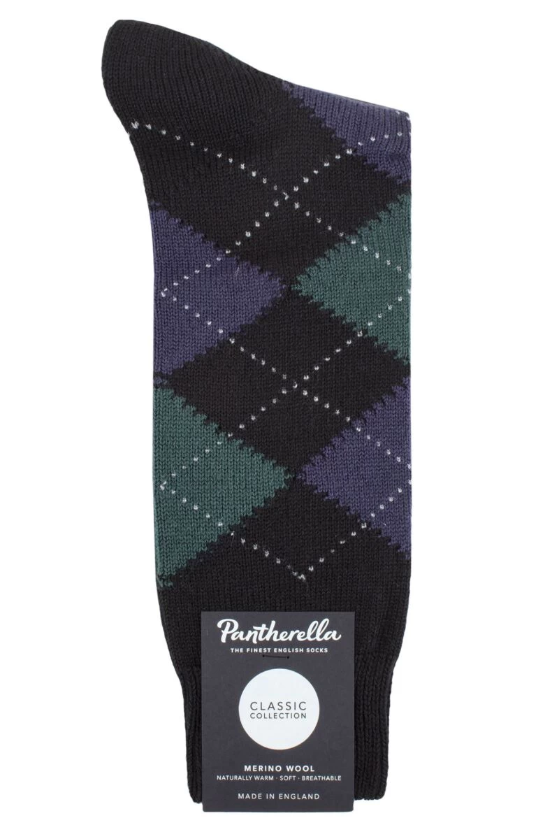 1 Pair Racton Heavy Gauge Merino Wool Argyle Socks Men's - Pantherella