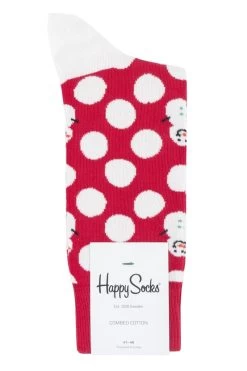 1 Pair Christmas Big Dot Snowman Combed Cotton Socks Unisex - Happy Socks