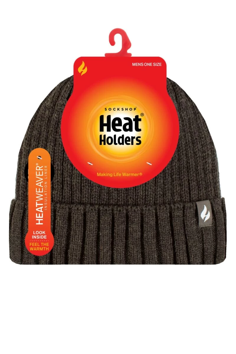 Mens 1 Pack SOCKSHOP Heat Holders Lawson Rib Turnover Hat