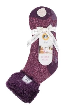 1 Pair Lounge Feather Turn Over Cuff Socks Ladies - Heat Holders