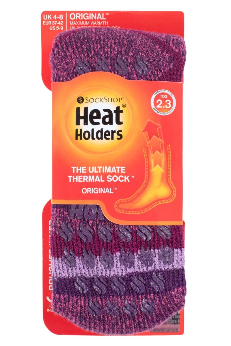 Ladies 1 Pair SOCKSHOP Heat Holders 2.3 TOG Plain And Patterned Slipper Socks