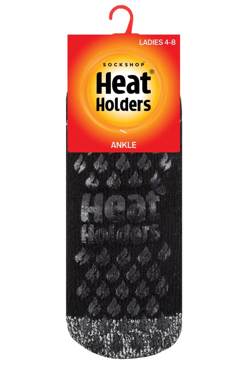 Ladies 1 Pair SOCKSHOP Heat Holders 2.3 TOG Patterned And Striped Ankle Slipper Socks