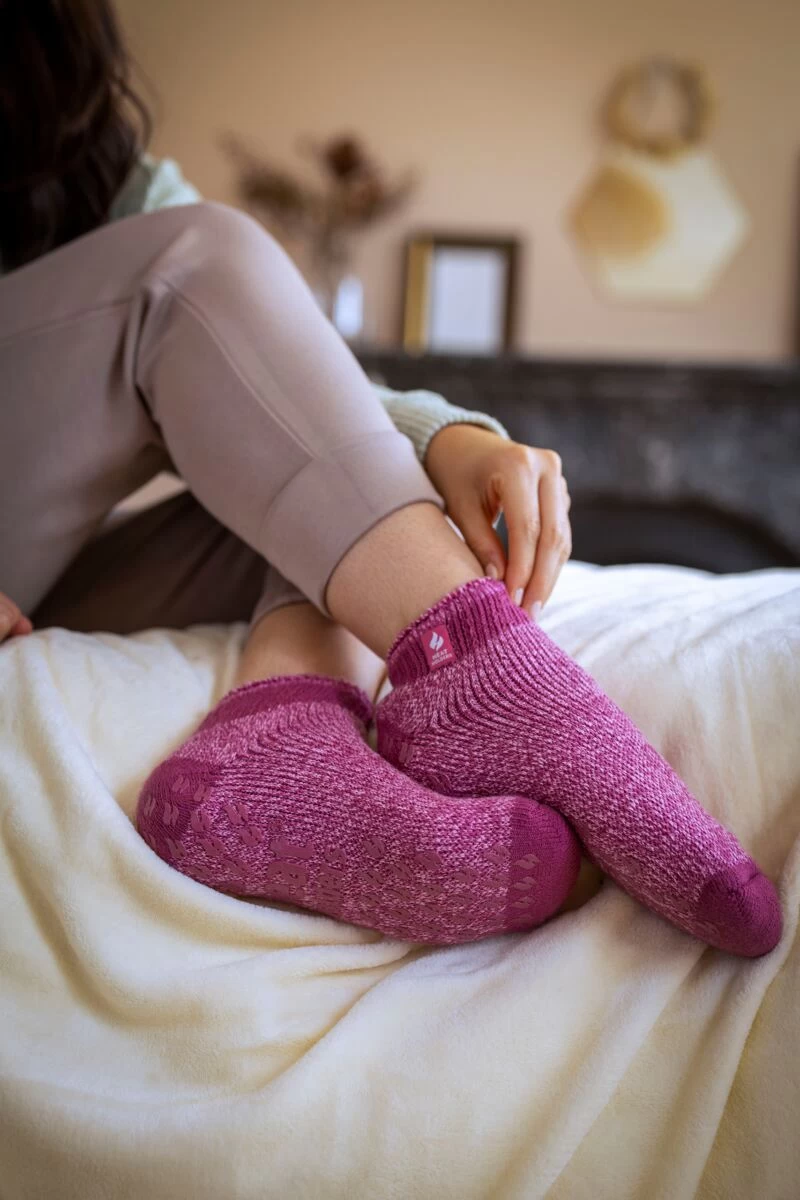 Ladies 1 Pair SOCKSHOP Heat Holders 2.3 TOG Patterned And Striped Ankle Slipper Socks - Image 2