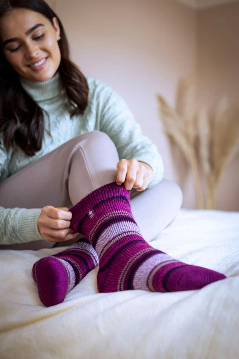 Ladies 1 Pair SOCKSHOP Heat Holders 2.3 TOG Patterned Thermal Socks - Image 5