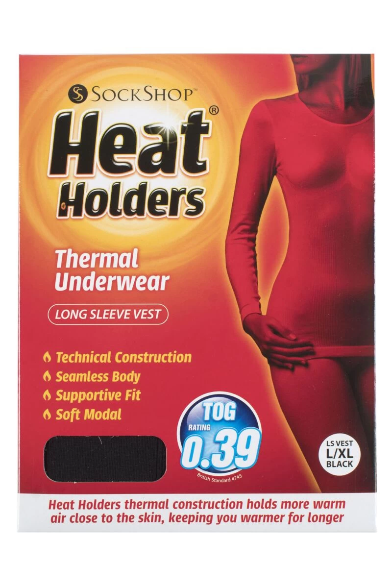 1 Pack Long Sleeved 0.39 Tog Thermal Vest Ladies - Heat Holders