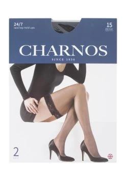 2 Pair 24/7 15 Denier Lace Top Hold Up Ladies - Charnos