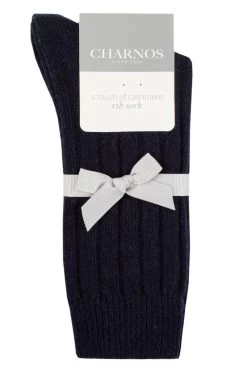 Ladies 1 Pair Charnos Cashmere Ribbed Socks