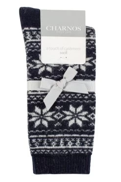 Ladies 1 Pair Charnos Cashmere Fairisle Socks