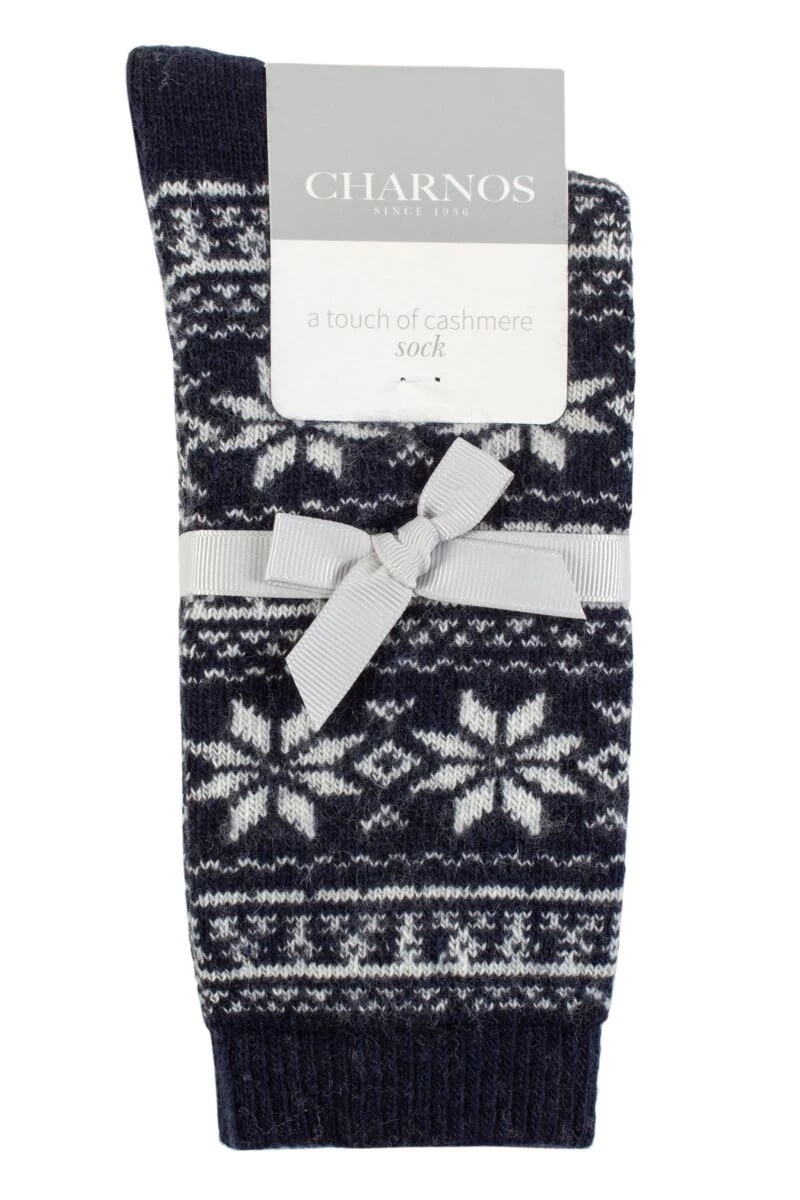 Ladies 1 Pair Charnos Cashmere Fairisle Socks