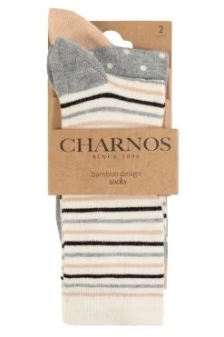 Ladies 2 Pair Charnos Spot And Stripe Bamboo Socks