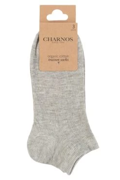 Ladies 3 Pair Charnos Organic Cotton Trainer Socks