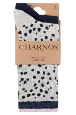 Ladies 2 Pair Charnos Organic Cotton Animal Print Socks