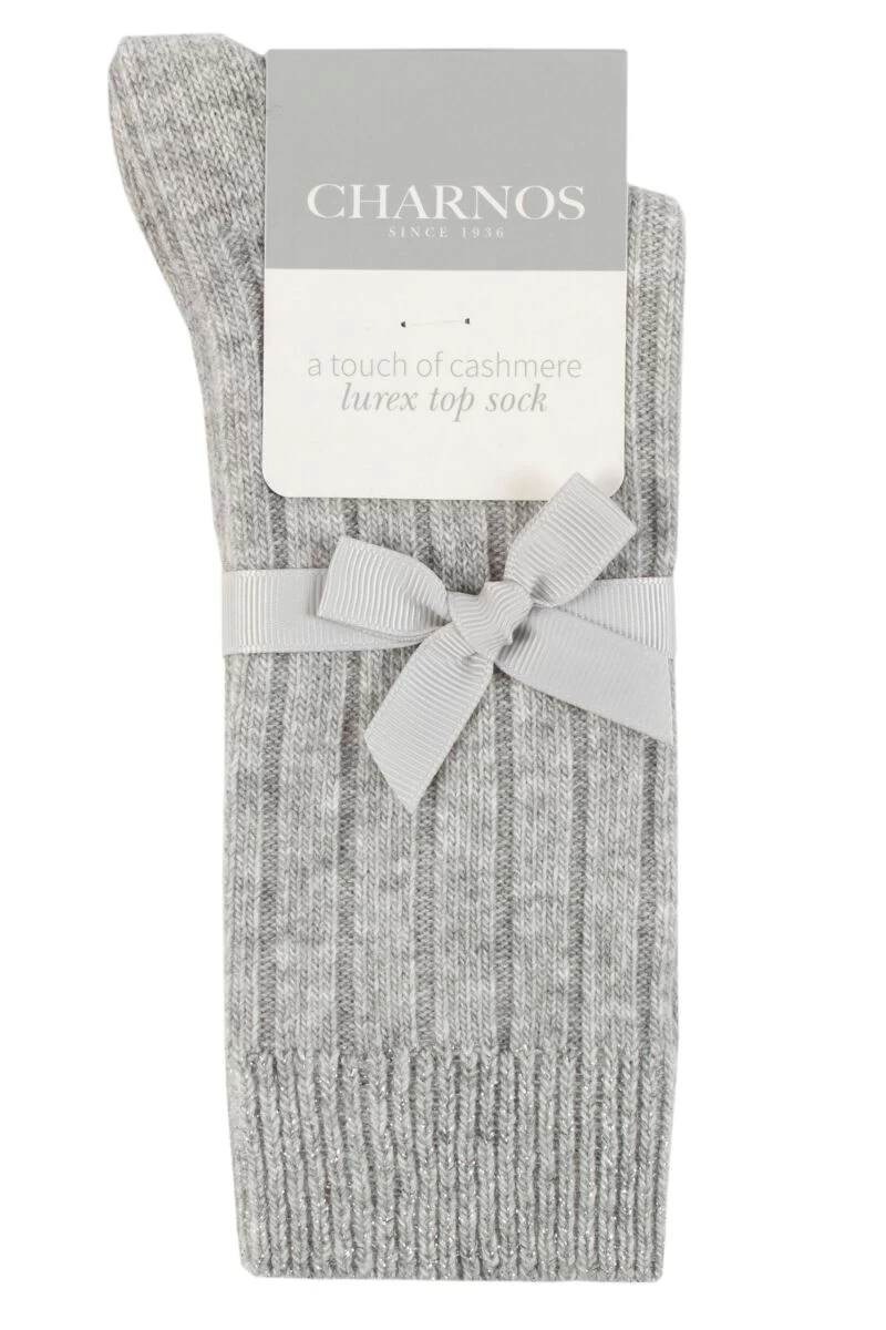 Ladies 1 Pair Charnos Cashmere Lurex Top Socks