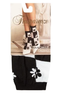 Ladies 1 Pair Trasparenze Chamomile Floral Check Socks