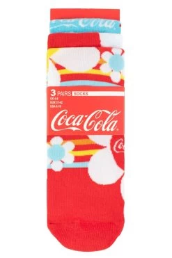 Coca-Cola Ladies 3 Pair Coca Cola Flowers Cotton Socks