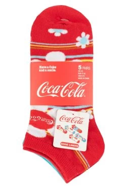 Coca-Cola Ladies 5 Pair Coca Cola Flowers Shoe Liner Socks