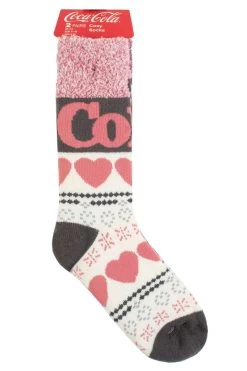 Coca-Cola Ladies 2 Pair Coca Cola Love Slipper Socks