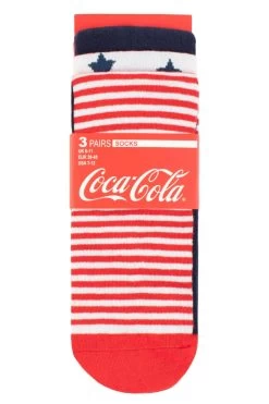 Coca-Cola Mens 3 Pair Coca Cola Stars And Stripes Cotton Socks