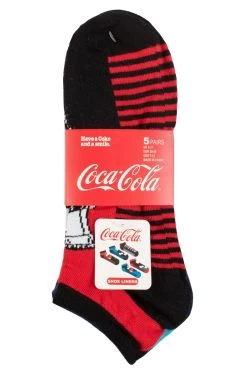 Coca-Cola Mens 5 Pair Coca Cola Polar Bear Shoe Liner Socks