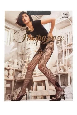 Ladies 1 Pair Trasparenze Curry Floral Net Tights