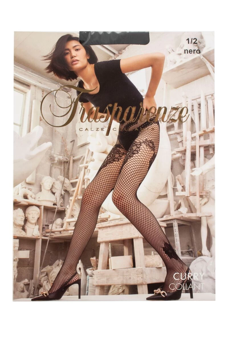 Ladies 1 Pair Trasparenze Curry Floral Net Tights