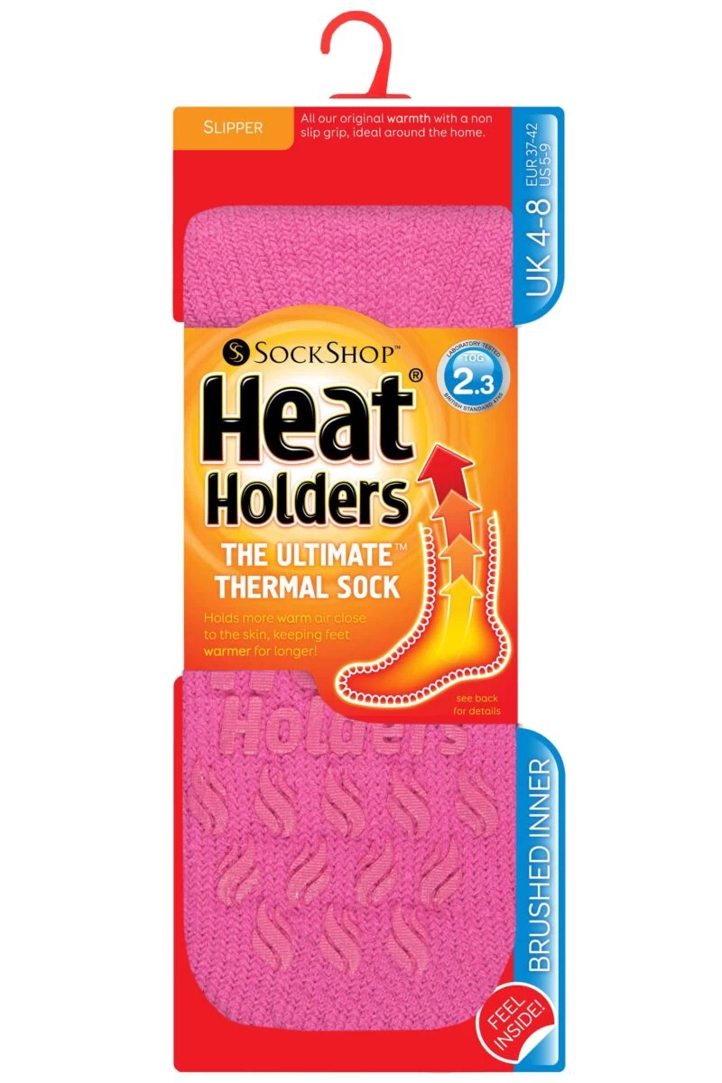 Ladies 1 Pair SOCKSHOP Heat Holders 2.3 TOG Plain Thermal Slipper Socks