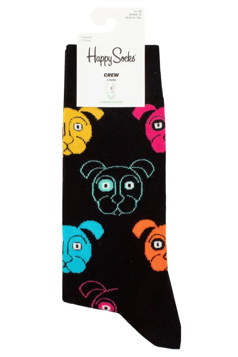 Mens And Ladies 2 Pair Happy Socks Classic Dog Socks
