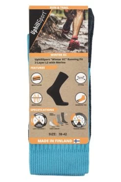 UpHillSport 1 Pair Winter XC 2 Layer Merino Wool Winter Running Socks