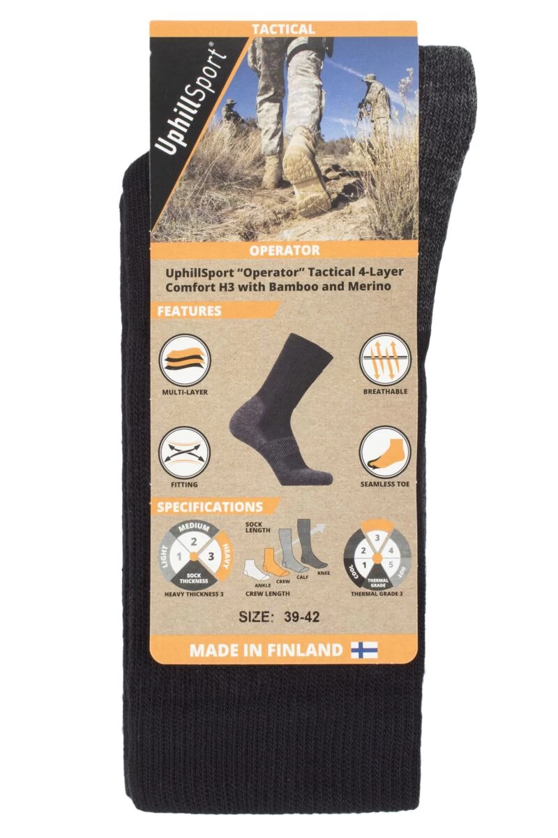 UphillSport 1 Pair OPERATOR 4 Layer Comfort Bamboo And Merino Wool Socks