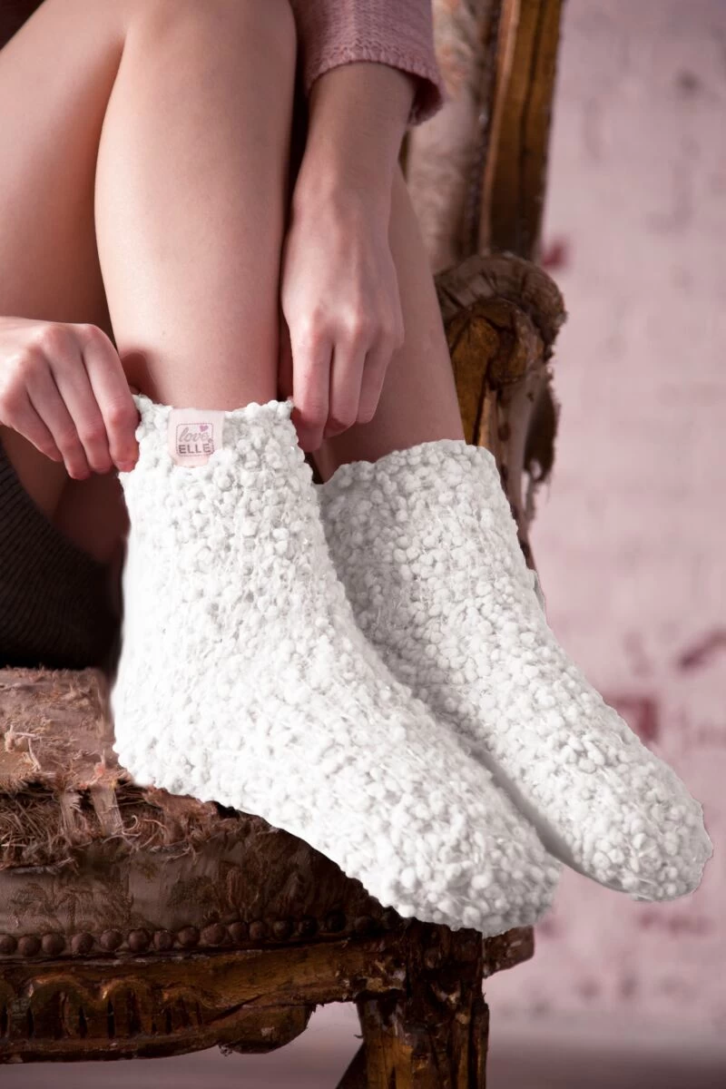 1 Pair Popcorn Sequinned Cosy Moccasin Socks Ladies - Elle - Image 2