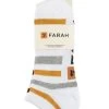 Mens 5 Pair Farah Arch Support Striped Cotton Trainer Socks