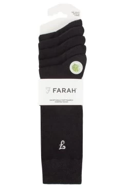Mens 5 Pair Farah Plain, Striped And Patterned Everyday Bamboo Socks