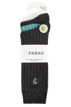 Mens 2 Pair Farah Bamboo Boot Socks