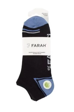 Mens 5 Pair Farah Striped Bamboo Trainer Socks
