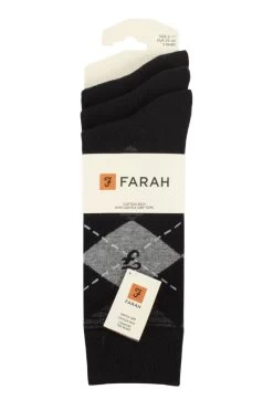 Mens 3 Pair Farah Argyle, Patterned And Striped Cotton Socks
