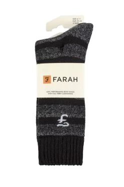 Mens 3 Pair Farah Striped Cushioned Boot Socks