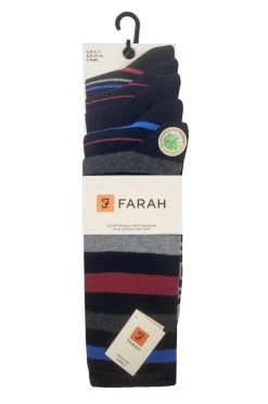 Mens 5 Pair Farah Argyle, Patterned And Striped Bamboo Socks