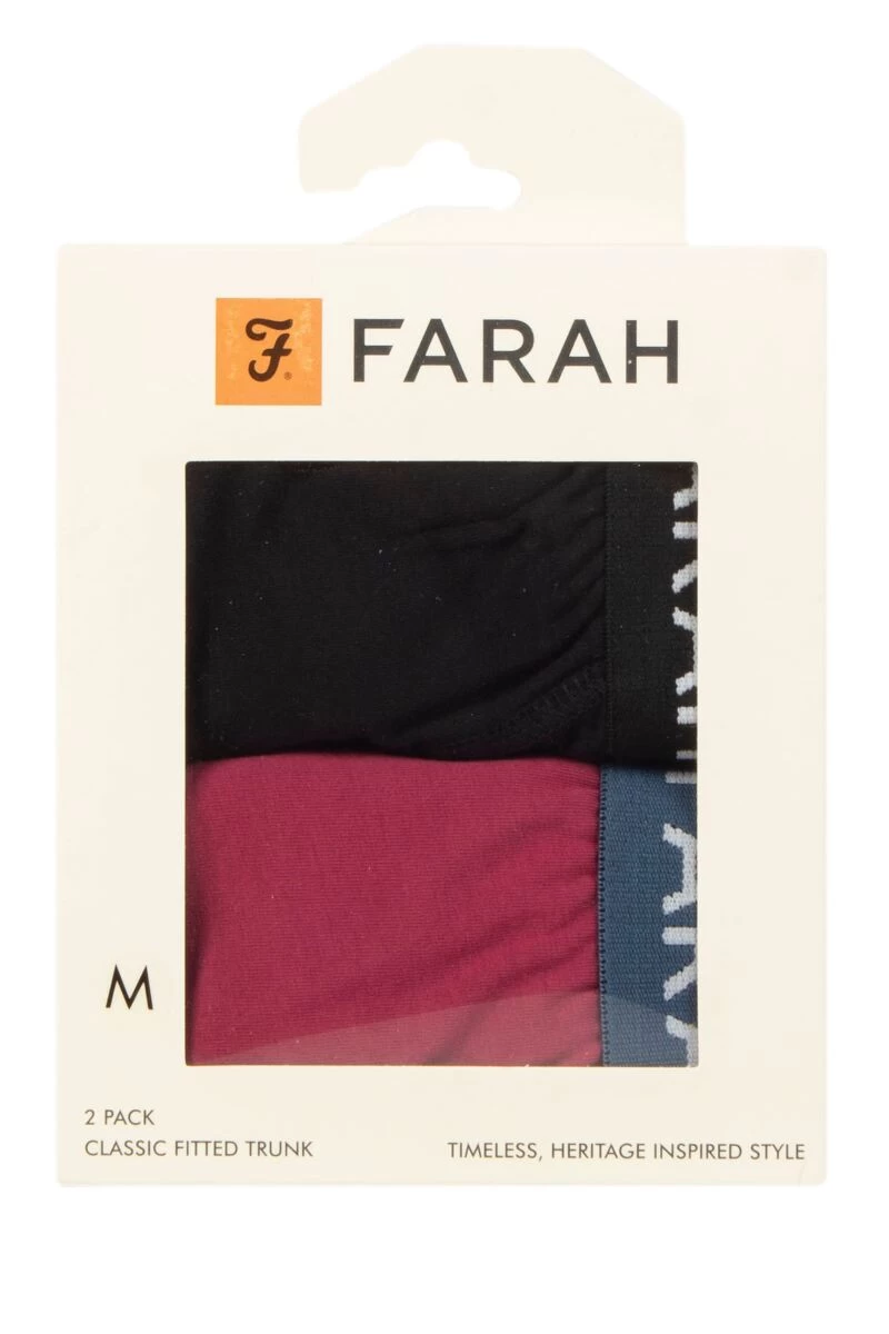 Mens 2 Pack Farah Cotton Classic Fitted Trunks