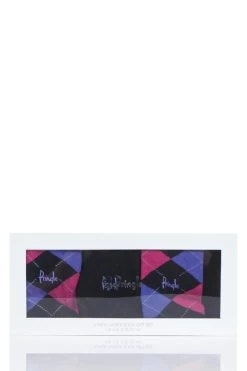 3 Pair Gift Boxed Louise Plain And Argyle Cotton Socks Ladies - Pringle