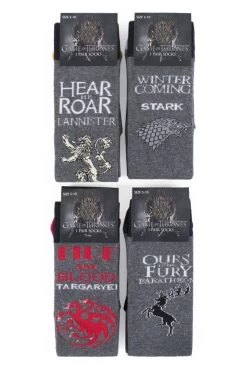4 Pair Game Of Thrones Houses Targaryen, Stark, Lannister And Baratheon Socks Unisex - Film & TV Characters