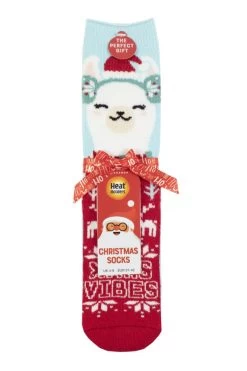Ladies 1 Pair SOCKSHOP Heat Holders Lite Christmas Socks