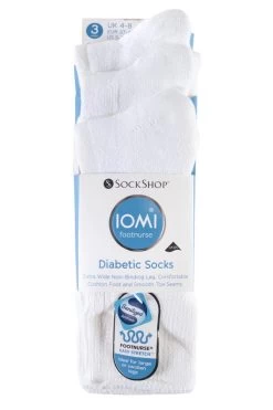 3 Pair Footnurse Gentle Grip Cushioned Foot Diabetic Socks Ladies - Iomi