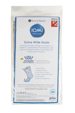 1 Pair Footnurse Oedema Extra Wide Cotton Socks Ladies - Iomi