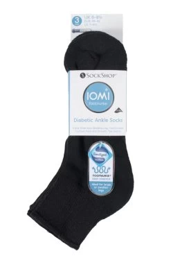 3 Pair Footnurse Cushioned Foot Gentle Grip Diabetic Ankle Socks Men's - Iomi