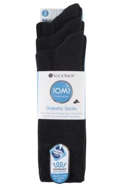 3 Pair Footnurse Gentle Grip Cushioned Foot Diabetic Socks Men's - Iomi