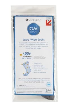 1 Pair Footnurse Oedema Extra Wide Cotton Socks Men's - Iomi