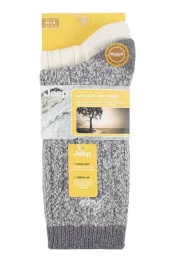 Ladies 2 Pair Jeep Super Soft Ribbed Boot Socks